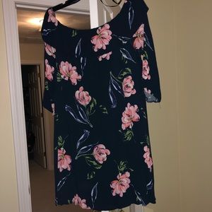 Navy long sleeve off the shoulder dress